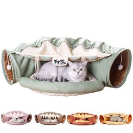 Collapsible Removeable Cat Tunnel Tube Pet Interactive Play Toys Sound Paper Ring Bell For Cats Ferrets Puppy 2101006