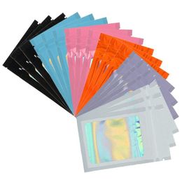 Storage Bags 100 Pc Smell Proof Mylar Resealable Odor Holographic Packaging Pouch Bag With Clear Window