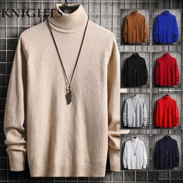 Winter High Neck Thick Warm Sweater Men Turtleneck Brand Mens Sweaters Slim Fit Pullover Men Knitwear Male Double Collar 211014