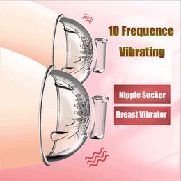 NXY Pump Toys 10 Frequence Nipple Sucker Vibrator Tongue Lick Breast Suction Cups Vibrating fed Sex Toy for Women Female Masturbation 1126