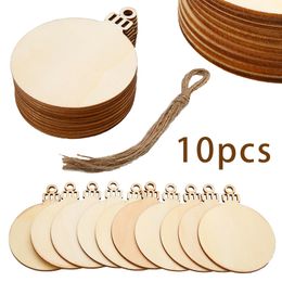 10Pcs Merry Christmas Wooden Round Baubles Tags Christmas Balls Decorations Art Craft Ornaments Christmas DIY New Year Decors Factory price expert design Quality