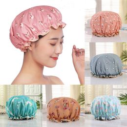 Thick Waterproof Bath Hat Double Layer Shower Hair Cover Women Supplies Shower Cap Bathroom Accessories WXY124