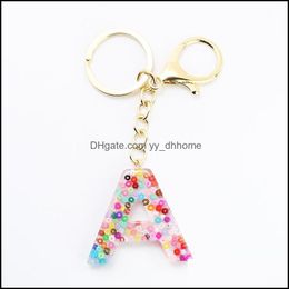 Keychains Fashion Aessorieskeychains Cute Letter Pendant Resin Key Chains Rings For Women Car Acrylic Glitter Keyring Holder Charm Bag Coupl