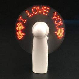 New Mini Portable Handy Custom Message Battery Colourful Light Fan Programmable Led Display Handheld Electric cooling Fan