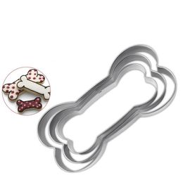 100Set Cookie Cutter Pastry Tool bakeware Dog Bone Shape Biscuits Stainless Steel Biscuit Mould Three-piece Set DIY Baking-cookie tools SN2634