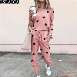 Two Piece Outfits Long Sleeve Top&Long Pant Plus Size Print Tie-Dye Tracksuits Women Set Casual Sport Loose Ropa Deportiva Mujer 210515
