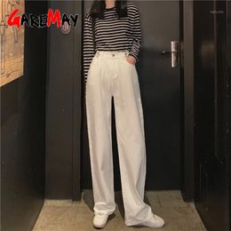 formal high waist black pants Australia - Women's Casual Suit Pants Korean Black White High Waist Straight Leg Solid Trousers Office Women Formal 2021 Spring & Capris