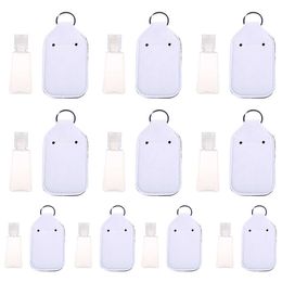 10Pcs Refillable Hand Sanitizer Bottles Holder Cover with Key Ring Portable Soap Lotion Liquids Empty Container Keychain G1019