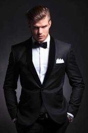 Classic Black Wedding Groom Suits Men Costume Homme Business Slim Fit Male Suits Blazers Luxury Suit Men 2 Pieces(Jacket+pants) X0909