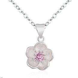 Crystal Womens Necklaces Pendant rose handmade Cherry Blossom lovely peach blossom women's Silver Plated gold