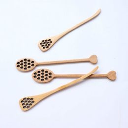Wooden Honey Coffee Spoons Long Mixing Spoon Bee Tools Stirrer Muddler Stirring Stick Dipper Wood Carving RH9530