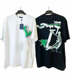 2021 Designer T-shirt Sommer Europa Paris Polos Amerikaner Sterne Mode Herren Tshirts Stern Satin 100% Baumwolle Polo Casual T-Shirt Frauen Mans Tees Black White S-5XL # 07