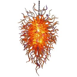 Foyer Stair Lamp Modern Glass Lighting Pendants Art Chandelier Hand Blown Glass Chandelier 24 by 48 Inches