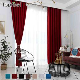 Plain Velvet Cotton Curtains for Living Room Bedroom Door Window Panel Blackout Curtain Drapes Burgundy Grey Black Coffee Brown 210913