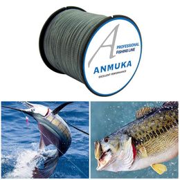 Braid Line Anmuka Brand The Woven Fishing Waterproof 300 Metres 4 Series PE Super Tension Main Braiding Strand Gear