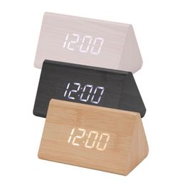 Other Clocks & Accessories LED Alarm Clock Backlight Creative Home Bedside Wooden Luminous Electronic Sound Control Cloc