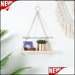 Decor Decor Gardenwall Decorative Shelf Household Wood Swing Hanging Rope Indoor Mounted Floating Shees Plant Flower Pot Outdoor Decoratio
