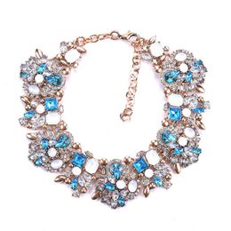 Fashion Crystal Rhinestone Flowers Necklaces Charm Choker Statement Collar Necklace Women Jewellery Gift Chokers