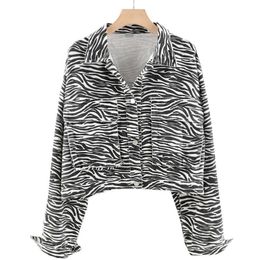 PERHAPS U Women Zebra Print Pocket Casual Jacket C3003 210529