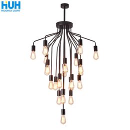 Pendant Lamps Retro Industrial Style Staircase Lamp Long Chandelier American Duplex Villa Living Room Creative Clothing Store