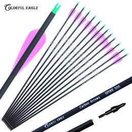 28/29/30/31.5 Inches Archery Carbon Arrows Target Hunting with Adjustable Nock and Replaceable Field Points for Compound or Recurve Bow