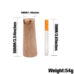 New conical wooden cigarette case creative storage tube small and portable wood dugout with ceramic cigarette tube