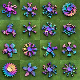 Colourful Spinning Top Zinc Alloy Fidget Spinner Wheels Gyro Toys Metal Bearing Rainbow Hand Spinners Focus Anti-Anxiety Toy Relieves Stress Adult