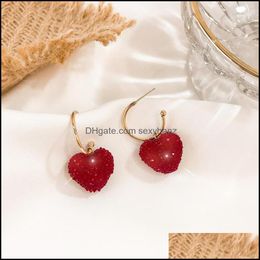 Dangle & Chandelier Earrings Jewellery Fashion Red Diamond Peach Heart Lovely Cherry Drop Delivery