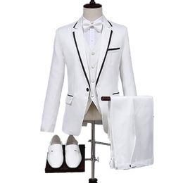 Solid Men Suits For Wedding Mens Suits 3 Piece Blazer+Pants+Bow Tie Fashion Tuxedo Mens Suit Set Stage Business Costume Homme 210524