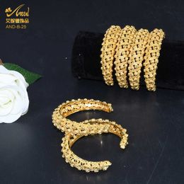 Aniid Bangles Set for Women Plated Bracelets 24k Gold Plated Jewellery Charm African Dubai Pure Ladies Turkish Indian Wedding Cuff Q0717