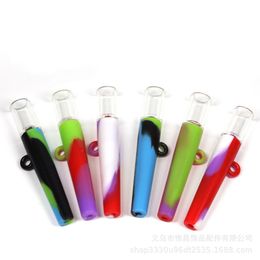 Bong Smoking Silicone Pipes 3.19 Inch Thicken Pipe Tobacco Hand Smoke Tips For Bar Spoon Pyrex Blowing process Glass Bongs Adult Smoke Accessories