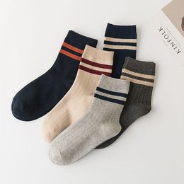 Mens Socks 5 Pairs Fashion Autumn Winter Men Ankle Sock Striped Cuffs Cotton Sports Colours Optional