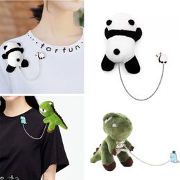 Pins, Brooches Brooch Pin Mini Plush Panda Breastpin Animal Toys Gift For Girls Family Friends Backpack Clothes Bags (Black White)
