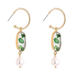 Dangle & Chandelier Imitation Pearls Irregular Pendant Natural Stone Resin Drop Earrings For Women Crystal Dangle Round Earring Party Gift Jewellery