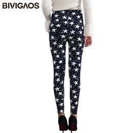 BIVIGAOS Spring Summer Womens Fashion Black Milk Thin Stretch leggings Coloured Stars Graffiti Slim Skinny Leggings Pants Female 211216