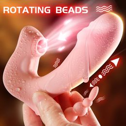 3 IN 1 Clitoris Sucking Rotating Beads Dildo Vibrator Panties for Women Vagina Stimulator Adult 18 sexy Machine Female Sucker Toy