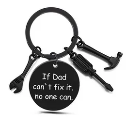 Fashion Dad Letters Black Keychains Creative Hammer Screwdriver Wrench Keyring Handbag Decor Hanging Pendant Fathers Day Gifts