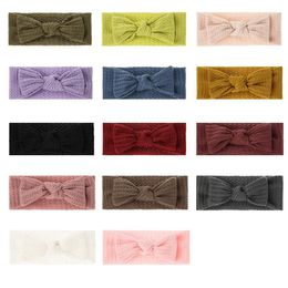 2021 16.5*6.5 CM Infant Comfortable Breathable Knitting Nylon Headband Solid Color Bows Elastic Hairband Newborn Headwear Kids Gift