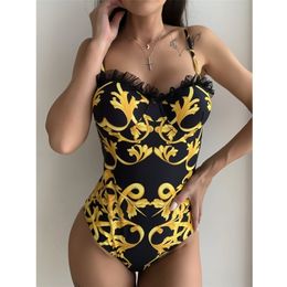 Lace Push Up Swimwear Sexy Women Swimsuit Female Print Thong Brazilian Monokini Bathing Suit 210630