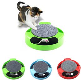 Cat Toys Interactive With Running Mice And Scratching Pad Durable Safe Kitten Cat Game Exercise No Battery Needed Pet Toy 210929