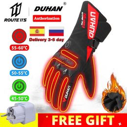 DUHAN Heated Gloves With Battery Powered Winter Outdoor Thermal Motorcycle Riding Gloves 100% Waterproof Keep Warm Moto Guantes H1022