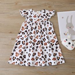 Girl's Dresses Toddler Girl Dress Casual Baby Summer Ruffle Sleeveless Leopard Print Sundress Kids Children Clothes