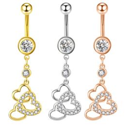 Stainless Steel Dangle Belly Button Rings Barbell Body Jewellery Piercing Heart Navel Bar Pandent