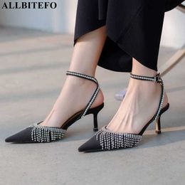 ALLBITEFO fashion pu leather sexy high heels wedding women shoes women heel shoes summer women sandals flip flop 210611