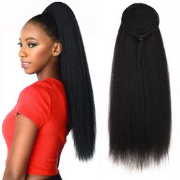 Long Curly Ponytails Yaki Fluffy Explosive Head Hair Horsetail Corn Beard African Synthetic Hairs