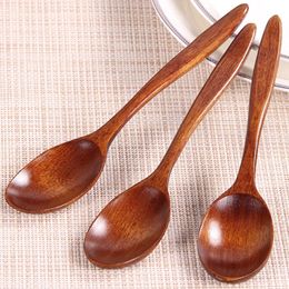 18cm Handmade Wooden Soup Coffee Ice Cream Spoons For Wedding Party Home Kitchen Dining Bar Supplies