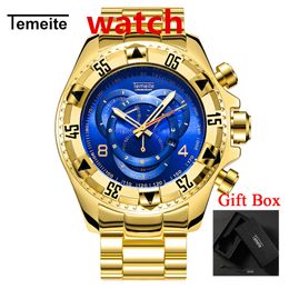 Relogio TEMEITE 2018 New Quartz Watches Mens Fashion Creative Heavy Waterproof Wristwatch Luxury Gold Blue Full Steel Masculino2022