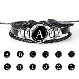 26 Letter Leather Bracelet Personality Name Bracelets Bangles Fashion Braided Handmade Jewelry Gift