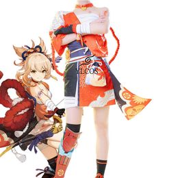 Game Genshin Impact Yoimiya Costume Cosplay Halloween Party Cute Suit For Women Girls Full Set Y0903