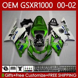 OEM Bodywork For SUZUKI K2 GSX R1000 GSXR 1000 CC 2001 2002 2002 Body 62No.108 GSXR1000 GSX-R1000 01-02 1000CC White green GSXR-1000 00 01 02 Injection mold Fairing kit